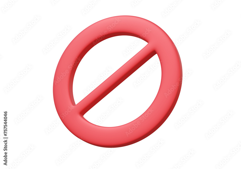 Red forbidden icon isolated on transparent background. ban, warning public zone, cartoon minimal style concept. 3d render illustration Red forbidden icon isolated on transparent background. ban, warning public zone, cartoon minimal style concept. 3d render illustration