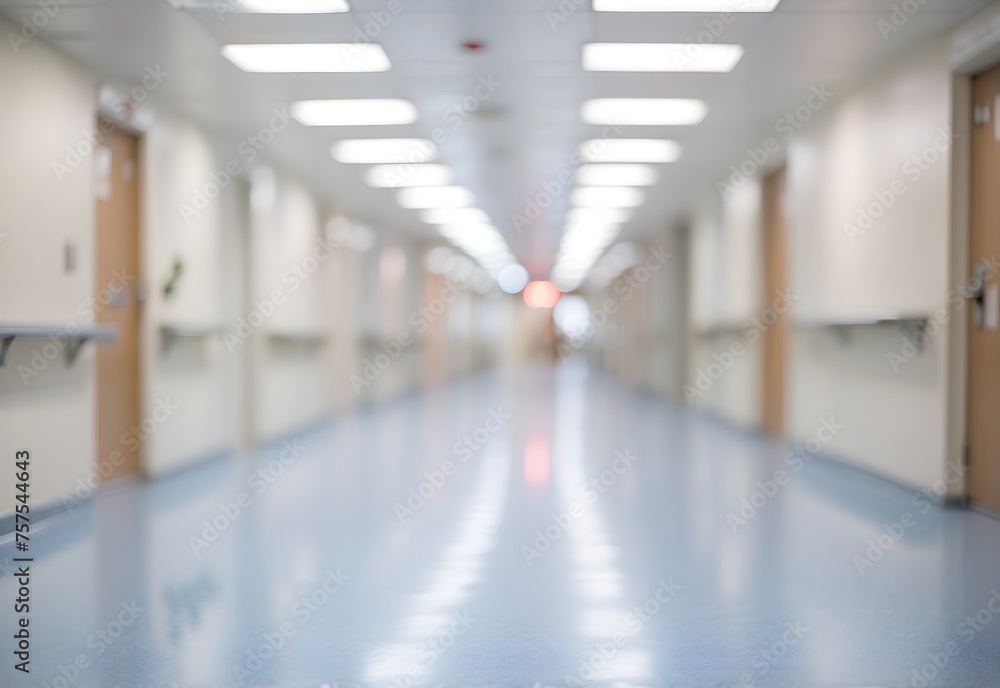 Blurred image of hospital hallway, generative AI Blurred image of hospital hallway, generative AI