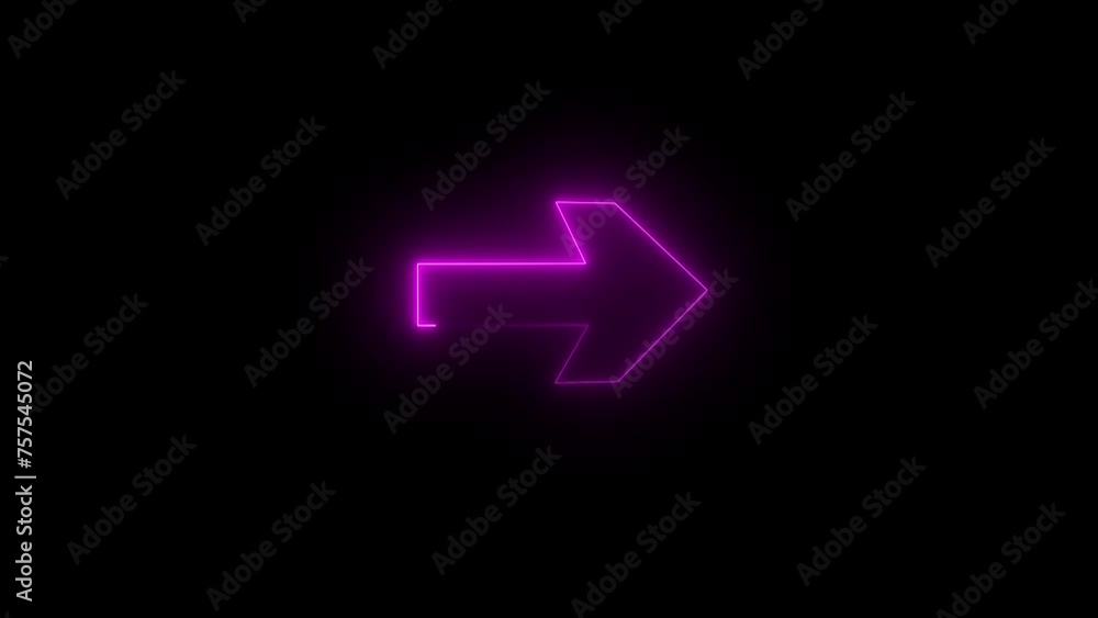 Directional neon arrow line yellow color animation. Arrow icon black background 4k video. Directional neon arrow line yellow color animation. Arrow icon black background 4k video.