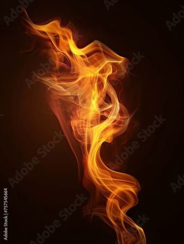 Flame on black background. Fire illustration, copy space - generative ai