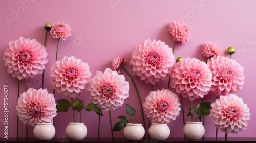 Dahlia Delight Cluster of Pink Dahlias on Bubblegum Pink © Muhammad