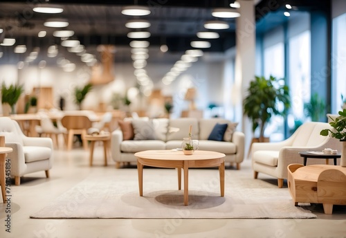 Blurred image of furniture showroom  generative AI