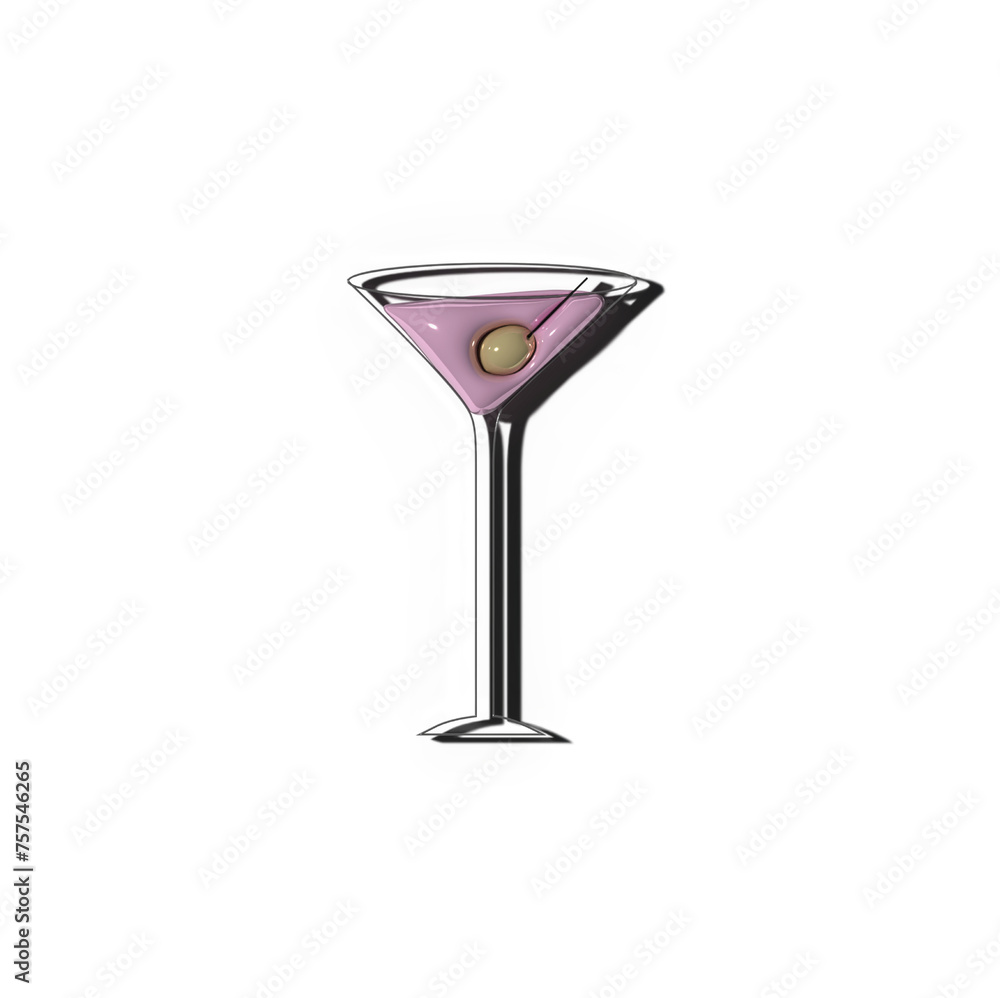 Martini Cocktail in a Crystal Clear Glass on a Solid White Background Martini Cocktail in a Crystal Clear Glass on a Solid White Background