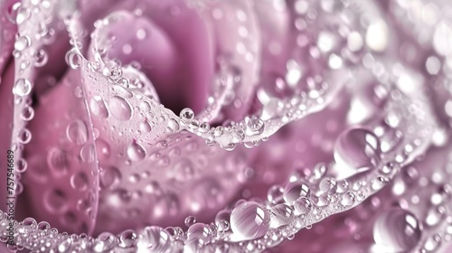 a close up of a pink rose with water droplets on it and a pink rose bud in the foreground.