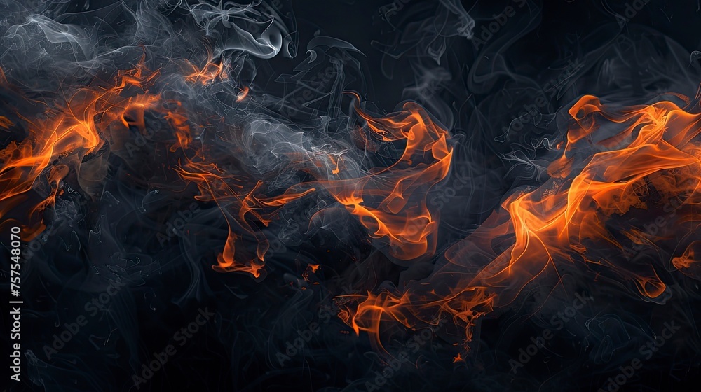 Black background with abstract flame - generative ai Black background with abstract flame - generative ai