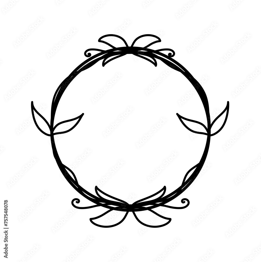 Hand Drawn Circle Floral Frame