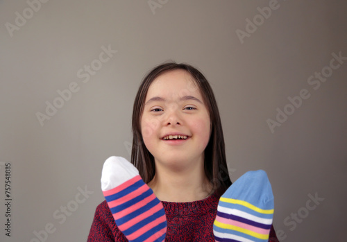 Beautiful girl have fun with socks
