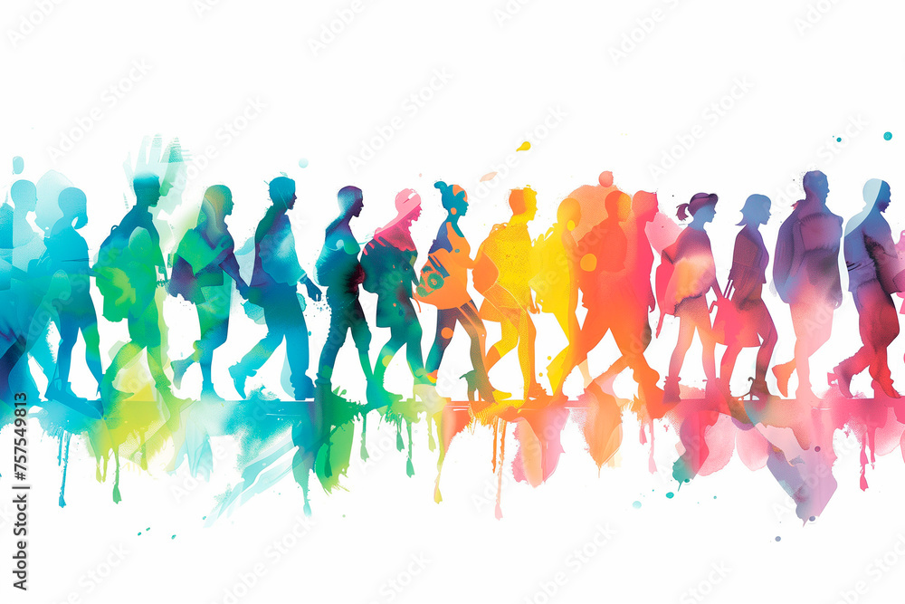 group of people walking in front of a building group of people walking in front of a building