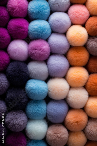 Different color wool balls on texture background, closeup view сreated with Generative Ai © Andrii Yablonskyi