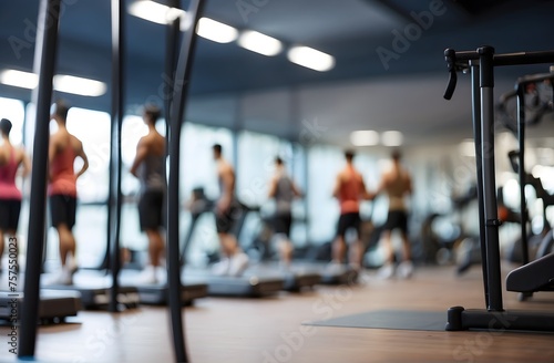 Blurred image of gym interior, generative AI