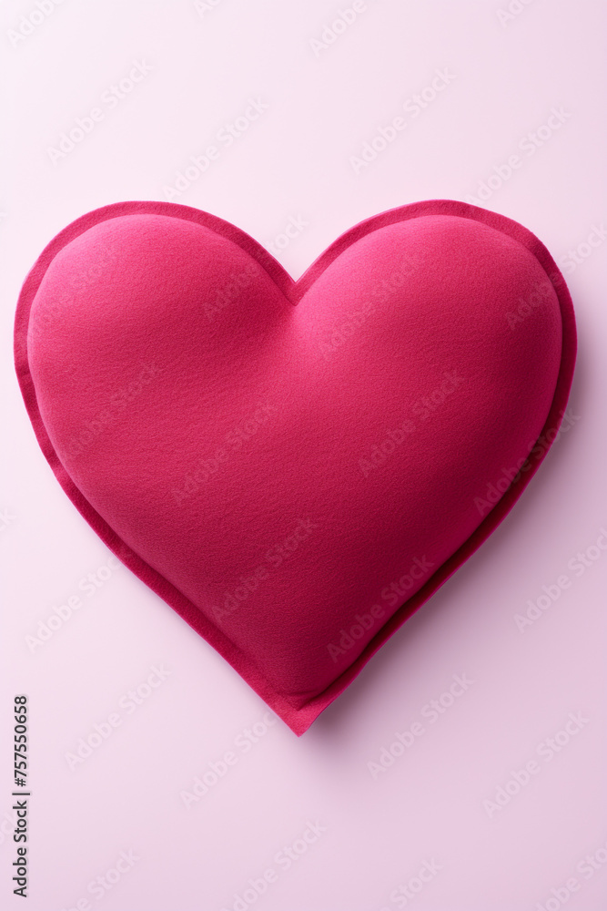 a red mat heart light pink background, copy space сreated with Generative Ai