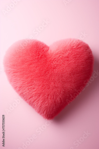 a red mat heart light pink background  copy space   reated with Generative Ai