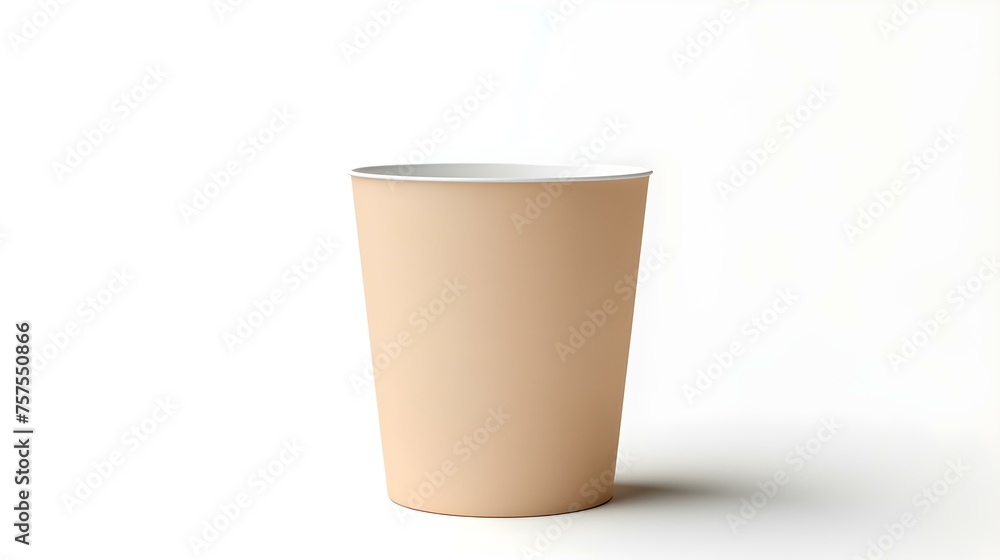 Beige Paper Bin on a white Background. Office Template with Copy Space Beige Paper Bin on a white Background. Office Template with Copy Space