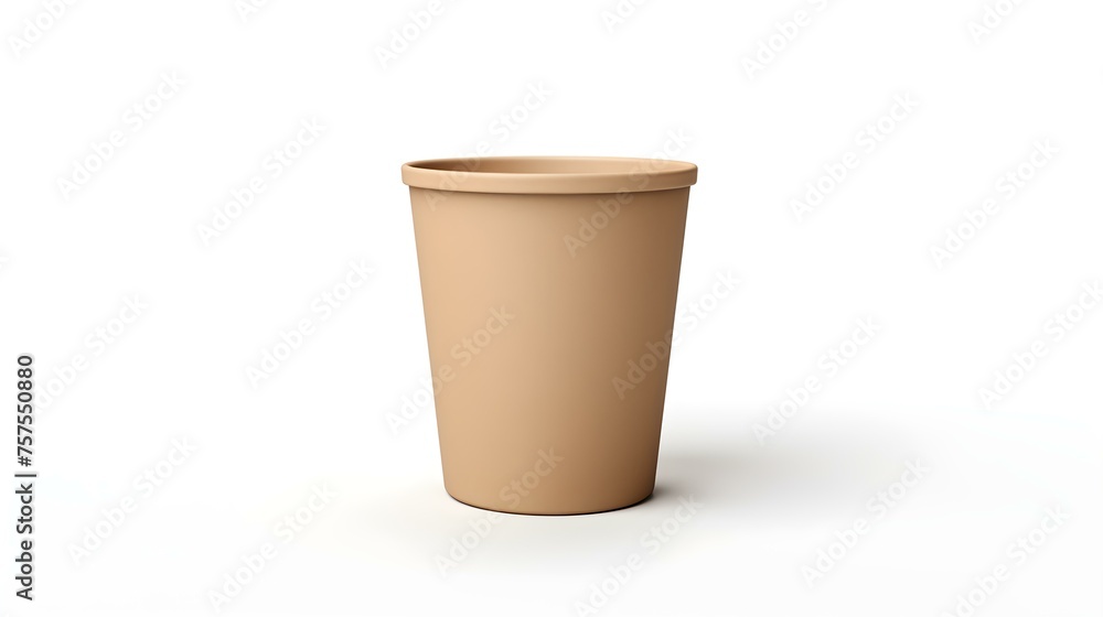 Beige Paper Bin on a white Background. Office Template with Copy Space Beige Paper Bin on a white Background. Office Template with Copy Space