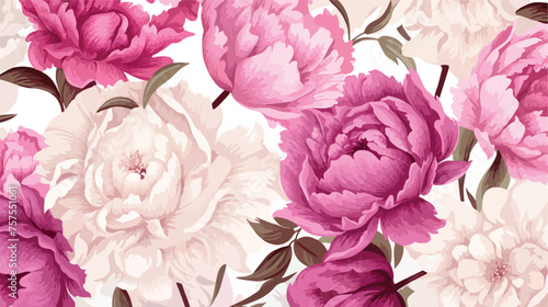 Seamless floral pattern with Peony. 