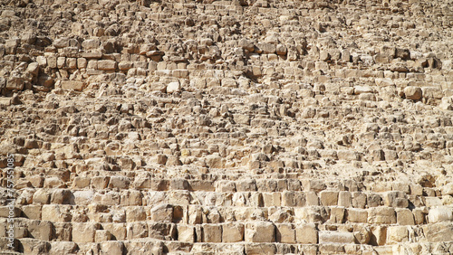 Stone Walls of the Khafre Pyramid Close Up. Giza Egypt.