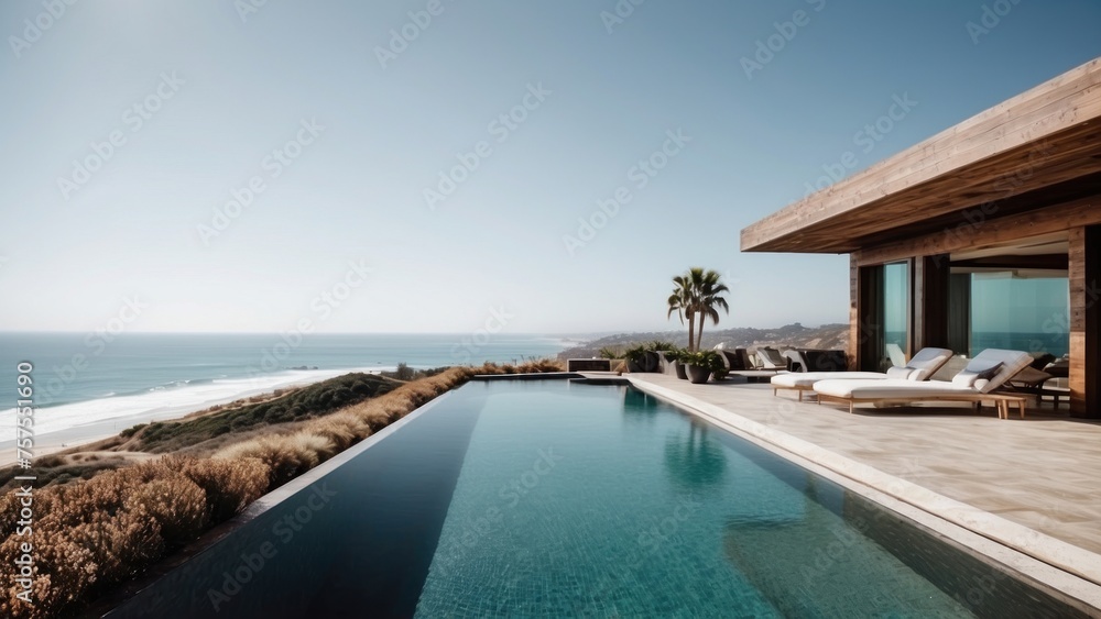 Luxurious beachfront residence featuring a private rooftop infinity pool with panoramic views of the Pacific Ocean in Malibu, California Luxurious beachfront residence featuring a private rooftop infinity pool with panoramic views of the Pacific Ocean in Malibu, California