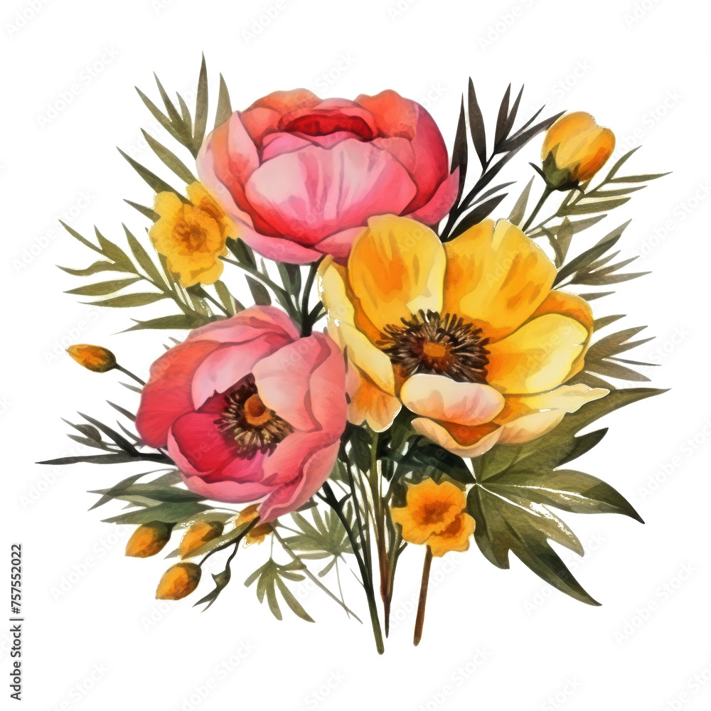 Bouquet of Flowers on White Background