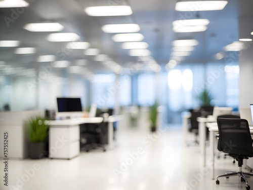 Blurred image of modern office, generative AI