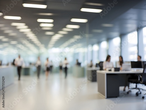 Blurred image of modern office, generative AI