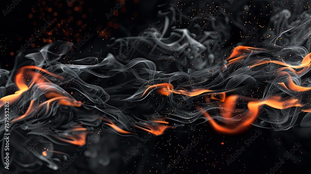 Black background with abstract flame - generative ai