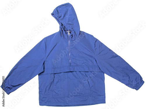 purple waterproof jacket with a hood isolate on a white background