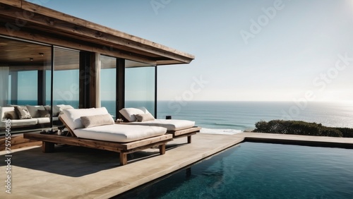 Luxurious beachfront residence featuring a private rooftop infinity pool with panoramic views of the Pacific Ocean in Malibu  California