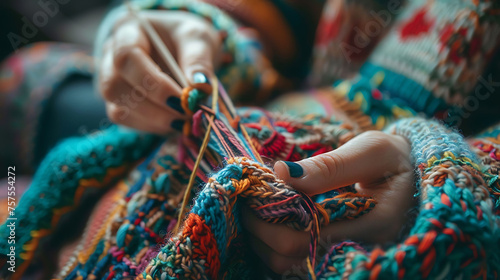 A person knitting a complex pattern, illustrating integration and coordination in business workflows