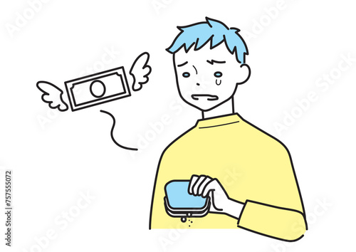 お金を失う　悲しむ男性