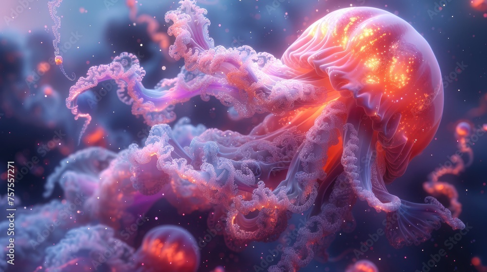 Close up Parasite bloom in a colorful fantasy world Close up Parasite bloom in a colorful fantasy world
