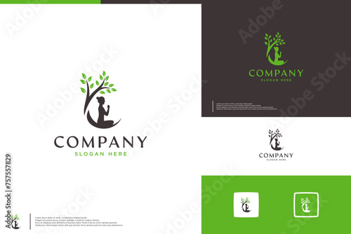 spirit yoga, soul , balance , logo deign template.