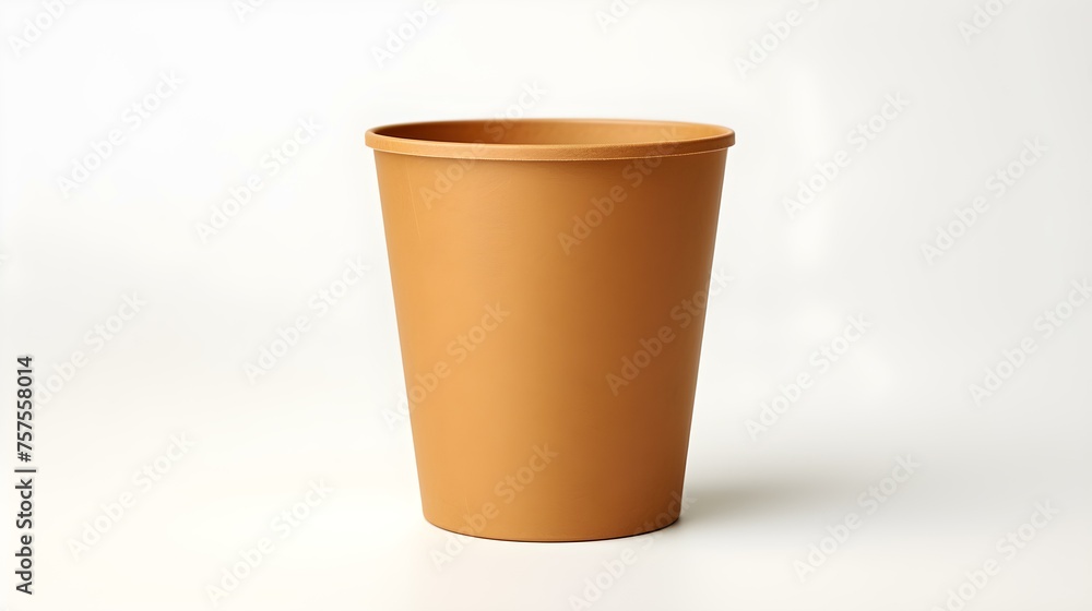 Light Brown Paper Bin on a white Background. Office Template with Copy Space Light Brown Paper Bin on a white Background. Office Template with Copy Space