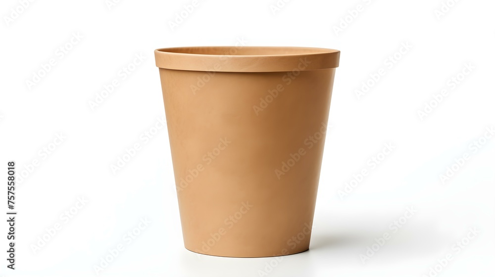 Light Brown Paper Bin on a white Background. Office Template with Copy Space Light Brown Paper Bin on a white Background. Office Template with Copy Space
