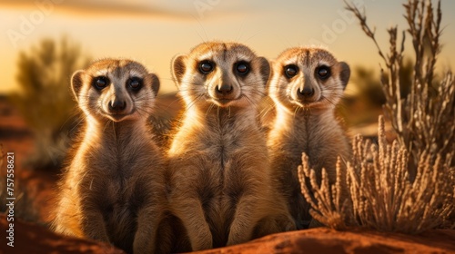 Desert Guardians Meerkats Keeping Watch in Arid Landscape photo