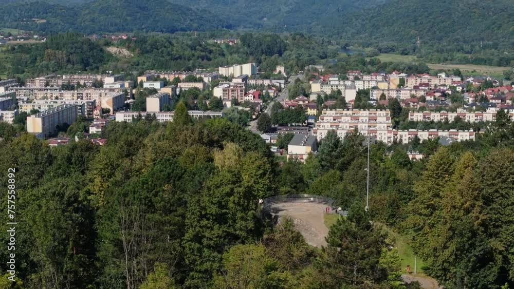 Beautiful Mickiewicz Mound Park Mountain Sanok Aerial View Poland Beautiful Mickiewicz Mound Park Mountain Sanok Aerial View Poland