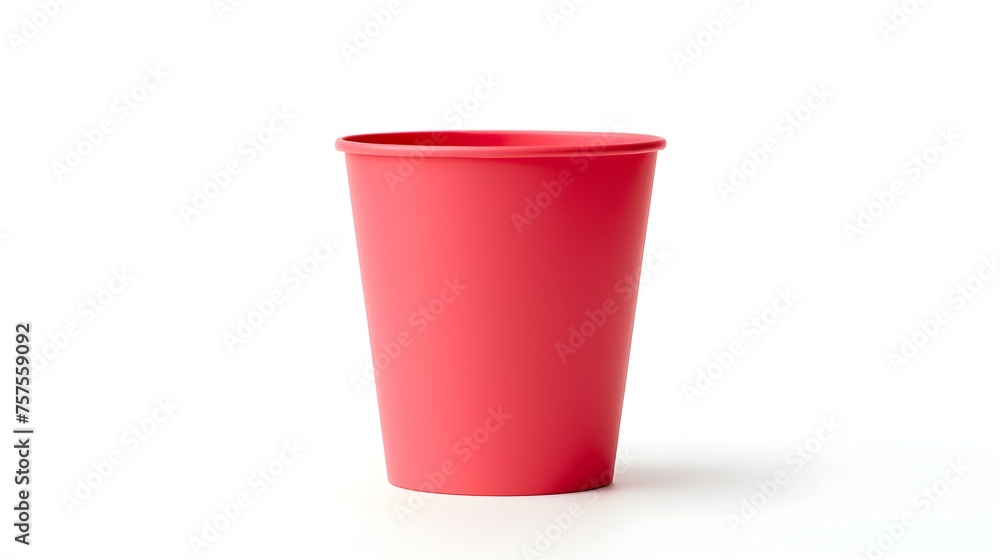 Light Red Paper Bin on a white Background. Office Template with Copy Space Light Red Paper Bin on a white Background. Office Template with Copy Space