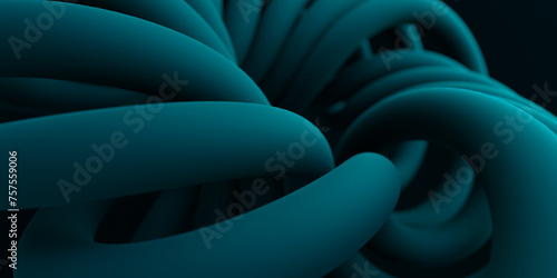 Tidewater green abstract 3d curvy shape. Abstract modern background. 3d rendering photo