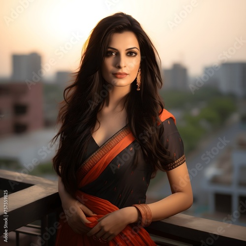 portrait of a woman in Black saree