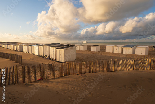 Beach in Calais harbor. Photographed in France