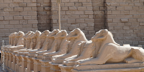 Temple of Karnak. Sphinx Statues with the Head of a Ram.