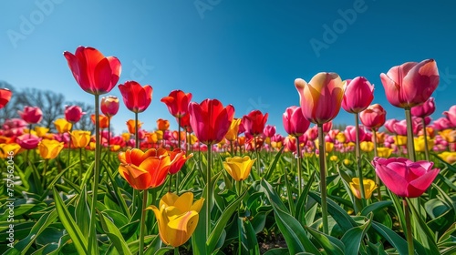 Field of Red and Yellow Tulips