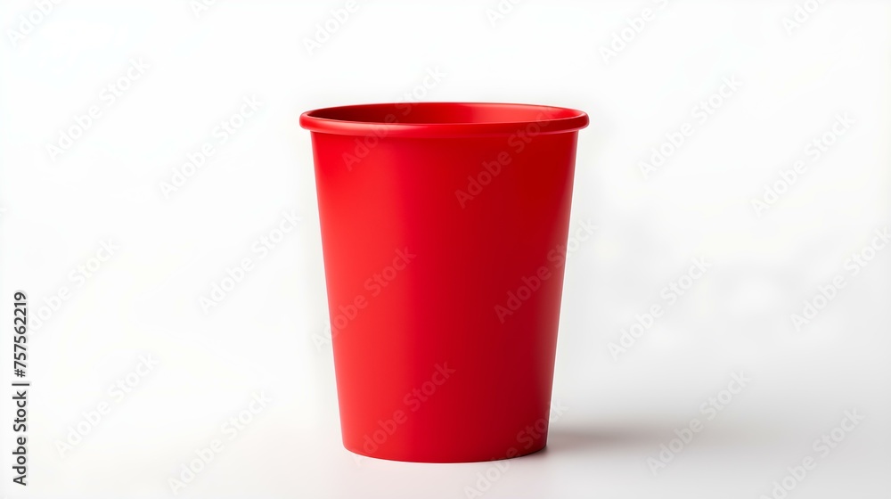 Red Paper Bin on a white Background. Office Template with Copy Space Red Paper Bin on a white Background. Office Template with Copy Space