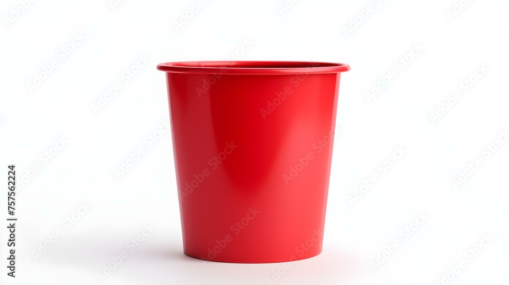 Red Paper Bin on a white Background. Office Template with Copy Space Red Paper Bin on a white Background. Office Template with Copy Space