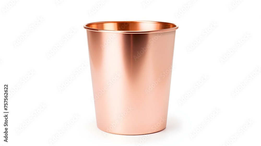 Rose Gold Paper Bin on a white Background. Office Template with Copy Space Rose Gold Paper Bin on a white Background. Office Template with Copy Space
