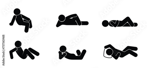 man lying, set of human poses, people icon