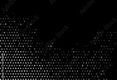 Dark silver, gray vector cover with english symbols.