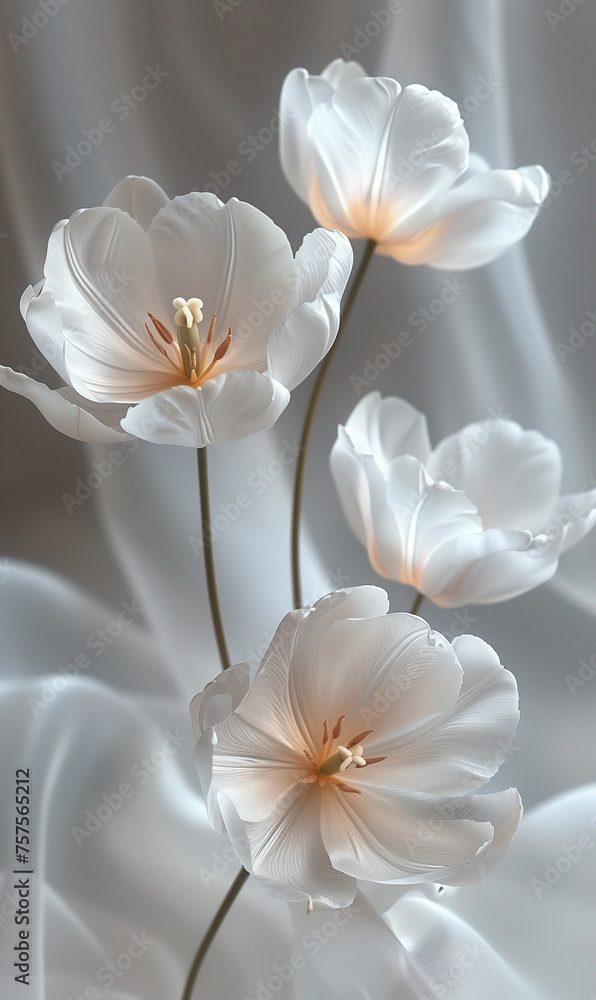 white tulips, flowers, background
