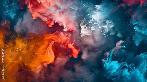Colorful Ink Clouds Swirling in Water - Generative AI