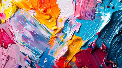 Colorful Oil Paint Strokes on a White Canvas - Generative AI