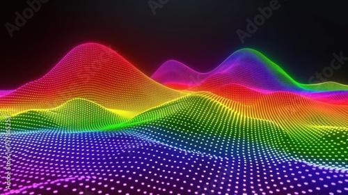 Wallpaper Mural a computer generated image of a mountain range with a rainbow - hued mountain range in the middle of the image. Torontodigital.ca